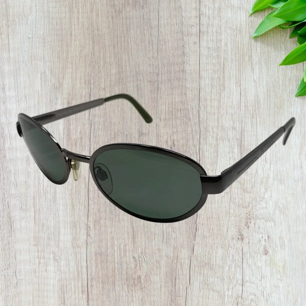Brooks Brothers BB 199-S Sunglasses Matte Silver Black Oval Italy 1081/48 135